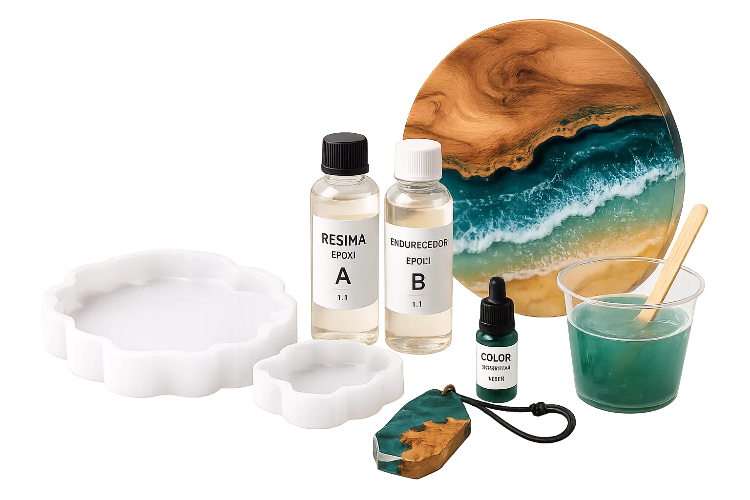 Materials and decorative pieces made with epoxy resin
